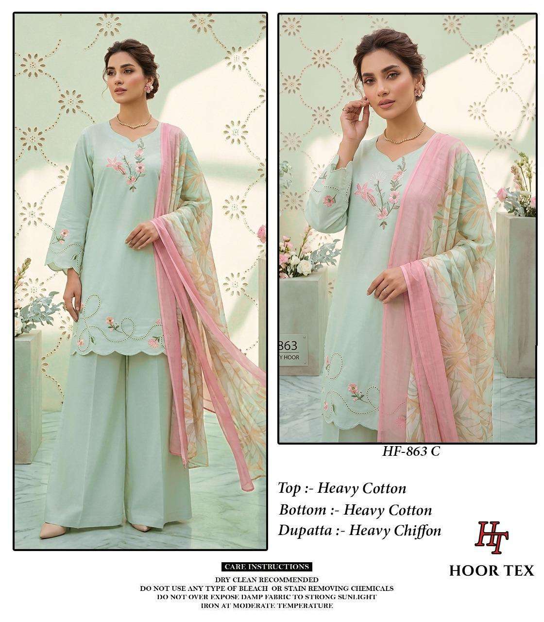 Hf 863 Hoor Tex Cotton Pakistani Readymade Suits Wholesale Rate