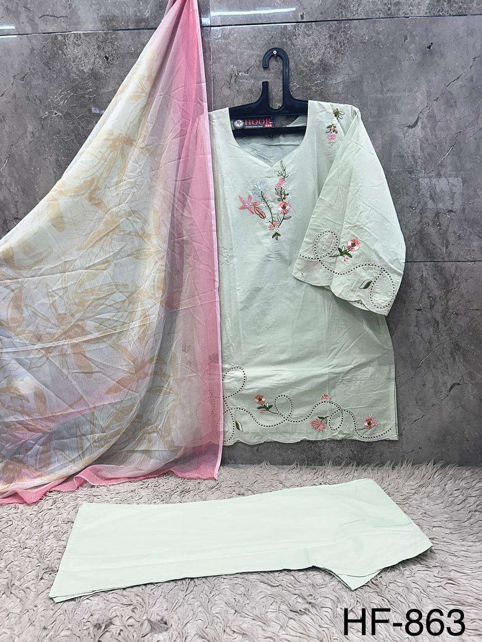 Hf 863 Hoor Tex Cotton Pakistani Readymade Suits Wholesale Rate