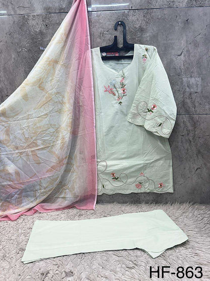 Hf 863 Hoor Tex Cotton Pakistani Readymade Suits Wholesale Rate