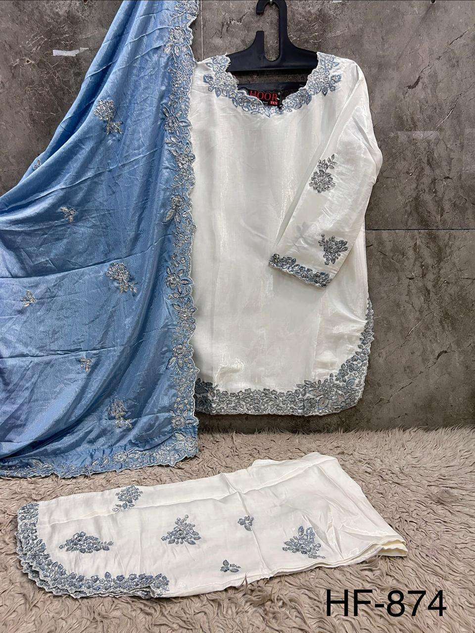 Hf 874 Hoor Tex Roman Silk Pakistani Readymade Suits Exporter Ahmedabad