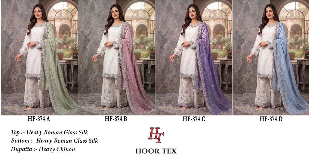 Hf 874 Hoor Tex Roman Silk Pakistani Readymade Suits Exporter Ahmedabad