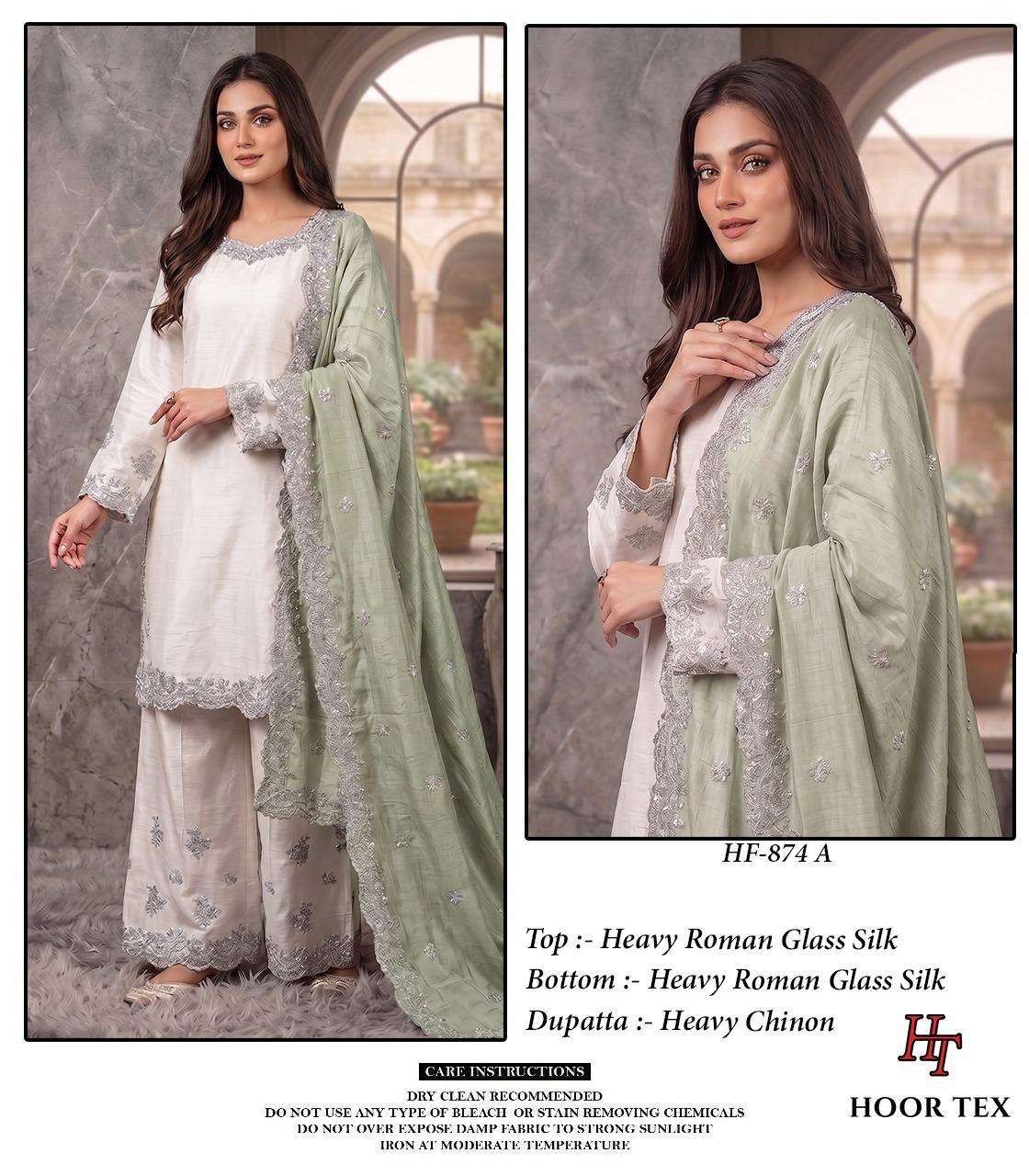 Hf 874 Hoor Tex Roman Silk Pakistani Readymade Suits Exporter Ahmedabad