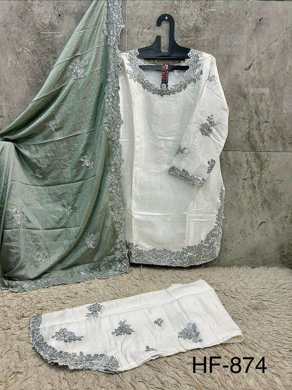 Hf 874 Hoor Tex Roman Silk Pakistani Readymade Suits Exporter Ahmedabad