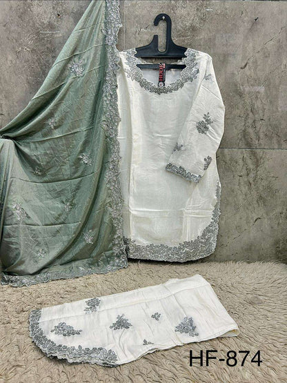 Hf 874 Hoor Tex Roman Silk Pakistani Readymade Suits Exporter Ahmedabad