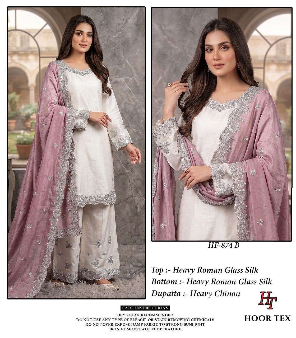 Hf 874 Hoor Tex Roman Silk Pakistani Readymade Suits Exporter Ahmedabad