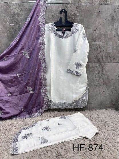 Hf 874 Hoor Tex Roman Silk Pakistani Readymade Suits Exporter Ahmedabad