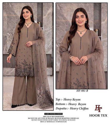 Hf 881 Hoor Tex Reyon Pakistani Readymade Suits Manufacturer India