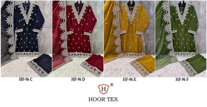 Hf 96 Cdef Hoor Tex Chiffon Pakistani Readymade Suits Wholesaler Gujarat