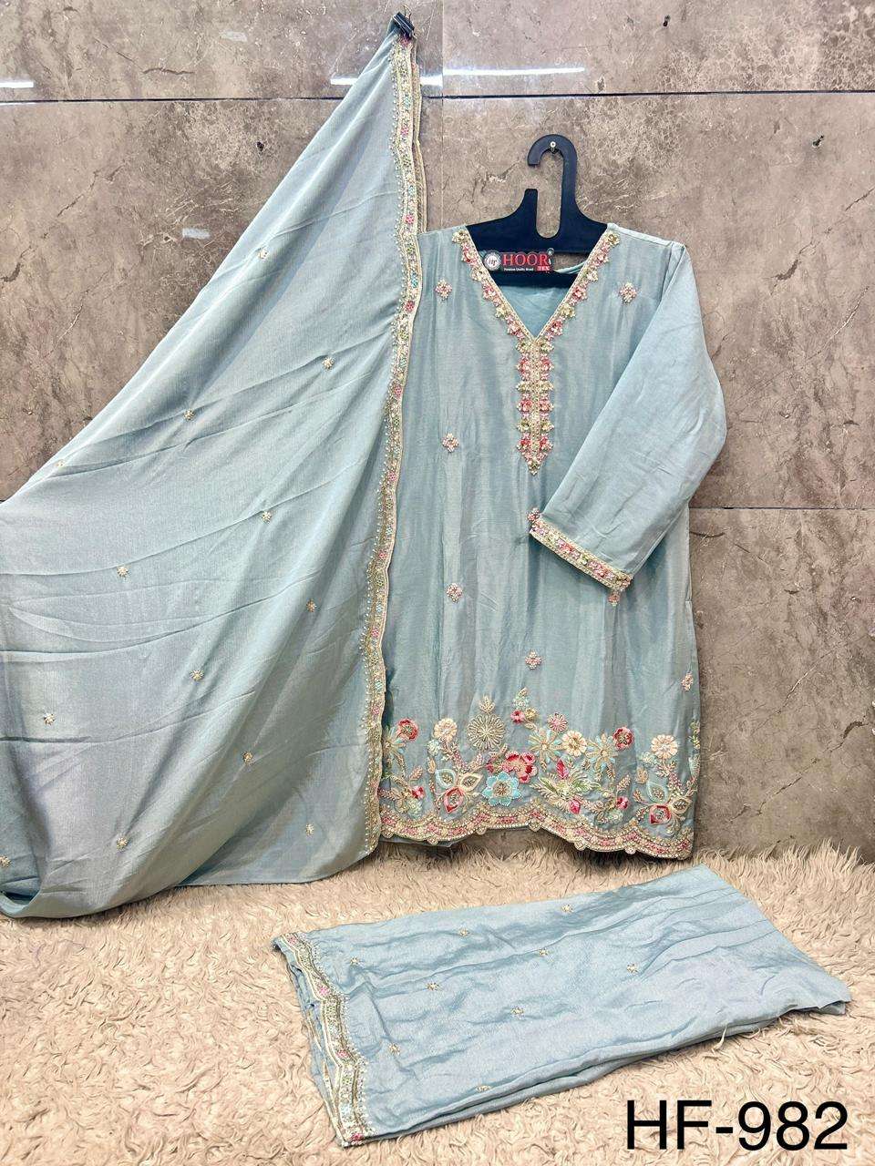 Hf 982 Hoor Tex Chinon Pakistani Readymade Suits Wholesaler