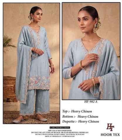 Hf 982 Hoor Tex Chinon Pakistani Readymade Suits Wholesaler