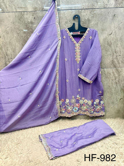 Hf 982 Hoor Tex Chinon Pakistani Readymade Suits Wholesaler