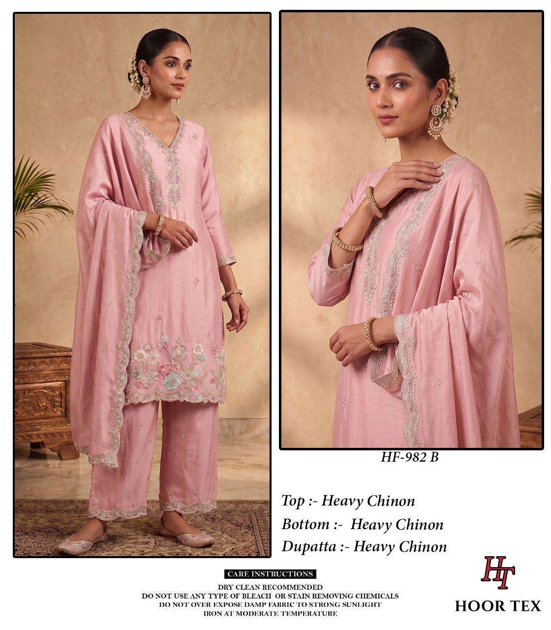 Hf 982 Hoor Tex Chinon Pakistani Readymade Suits Wholesaler