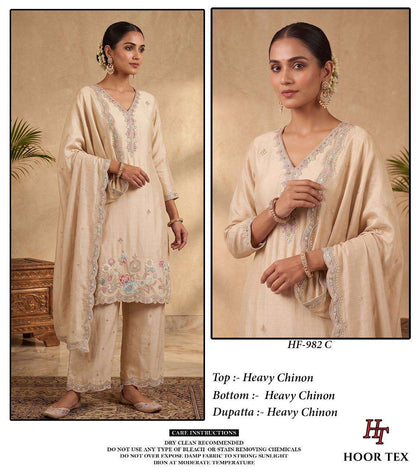 Hf 982 Hoor Tex Chinon Pakistani Readymade Suits Wholesaler