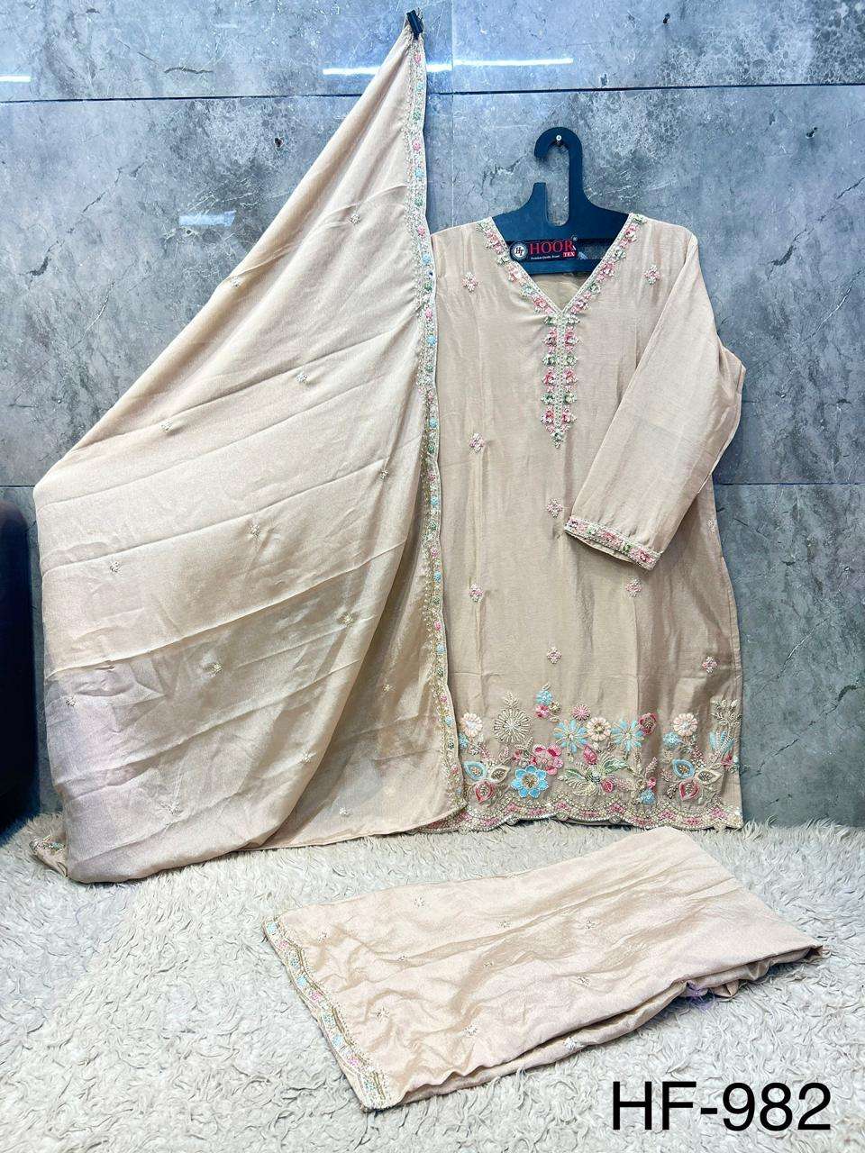 Hf 982 Hoor Tex Chinon Pakistani Readymade Suits Wholesaler