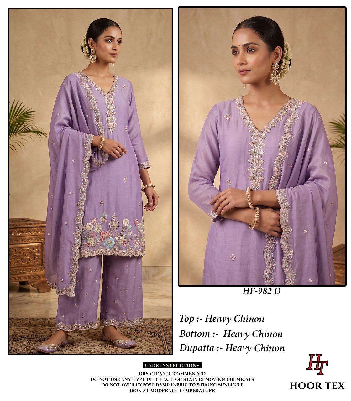 Hf 982 Hoor Tex Chinon Pakistani Readymade Suits Wholesaler
