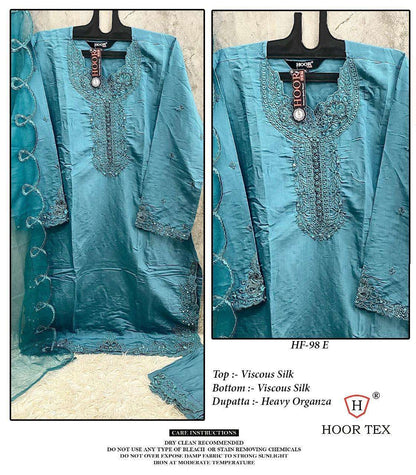 Hf 98 Hoor Tex Viscose Silk Pakistani Readymade Suits Exporter