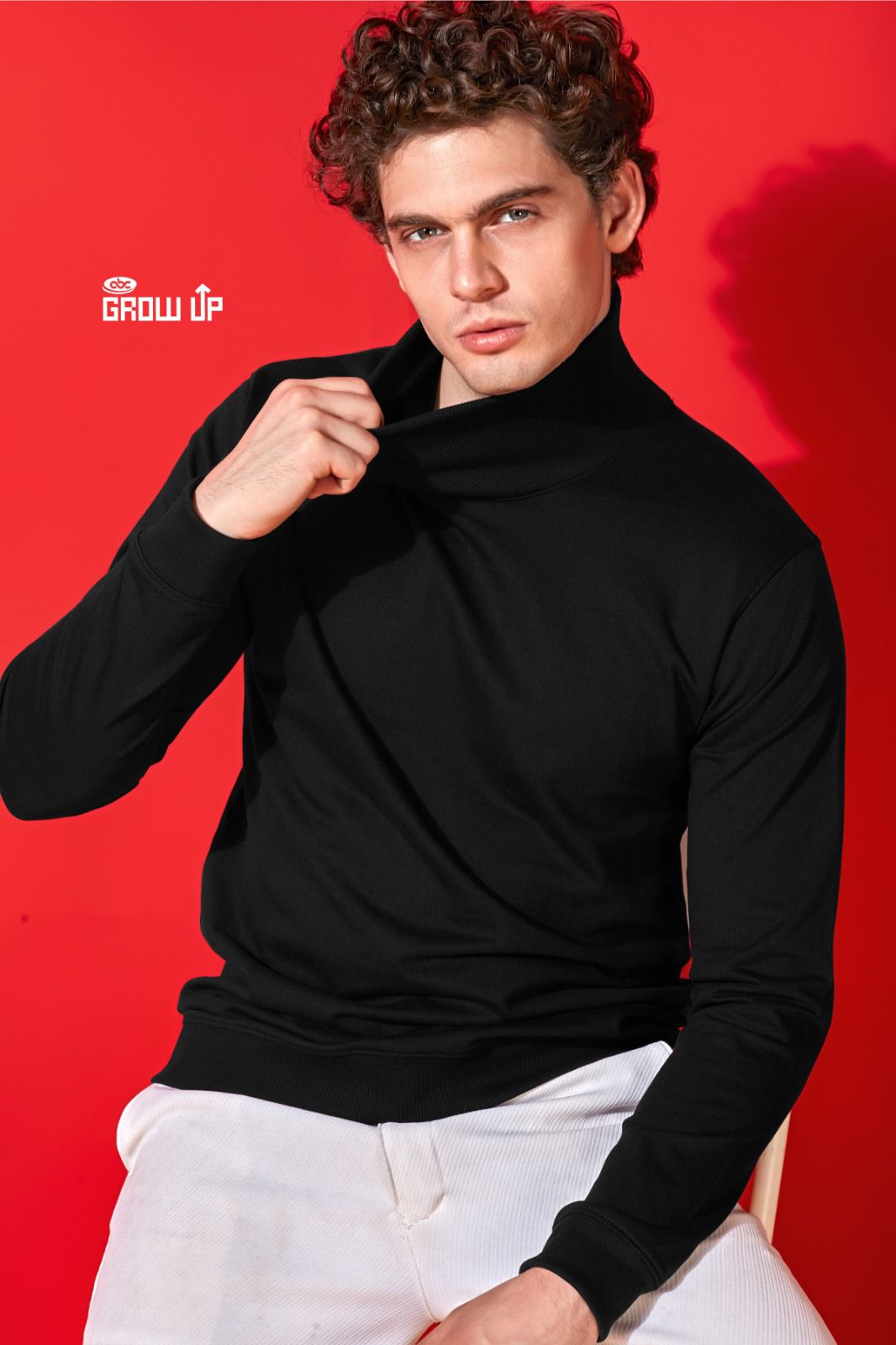 Hi Neck R 1008 Black-White Growup Cotton Looper Mens Tshirts Supplier Gujarat