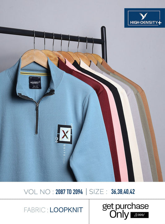 Hi Neck Vol No 2087-2094 Rib High Density Loop Net Mens Tshirts Wholesale