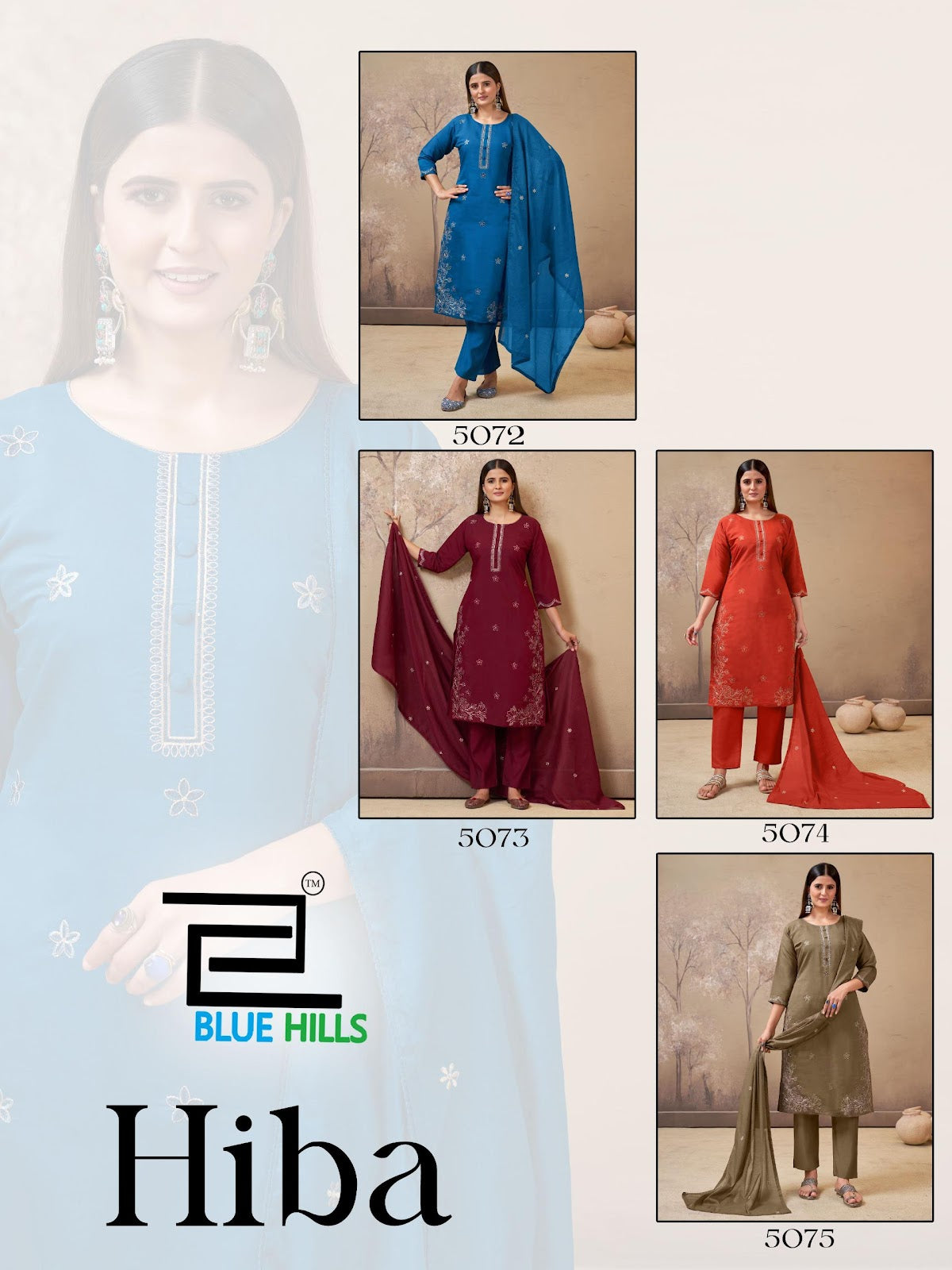 Hiba Blue Hills Roman Silk Readymade Pant Style Suits Manufacturer