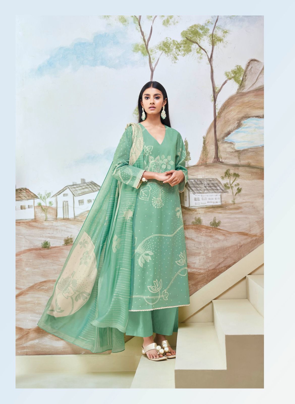 Hiba Ganga Cotton Plazzo Style Suits Supplier Ahmedabad