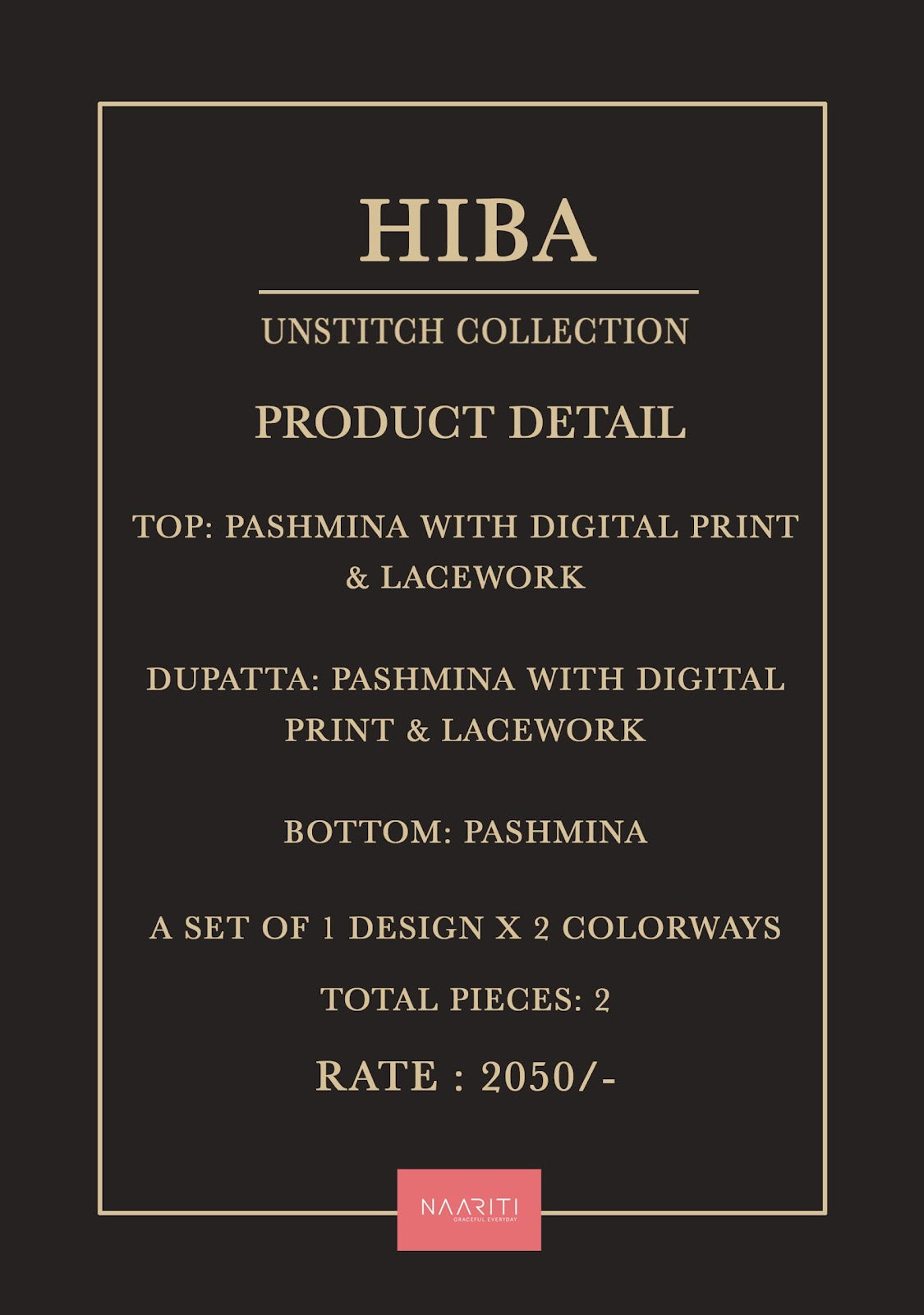 Hiba Naariti Pashmina Suits Manufacturer Ahmedabad