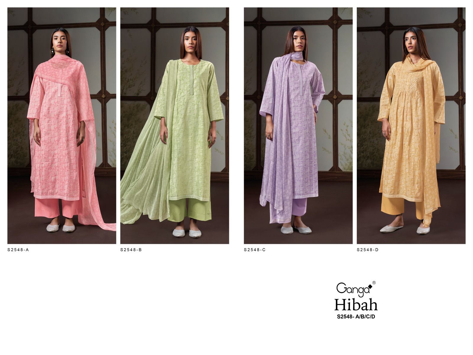 Hibah 2548 Ganga Premium Cotton Plazzo Style Suits Wholesaler India