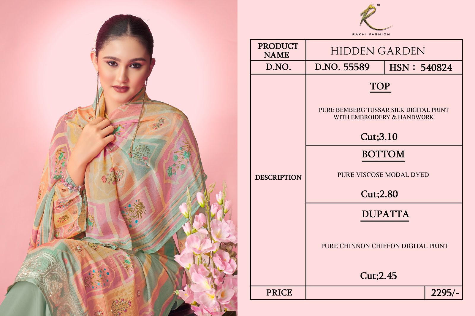 Hidden Garden Rakhi Fashion Tussar Silk Plazzo Style Suits Manufacturer Gujarat
