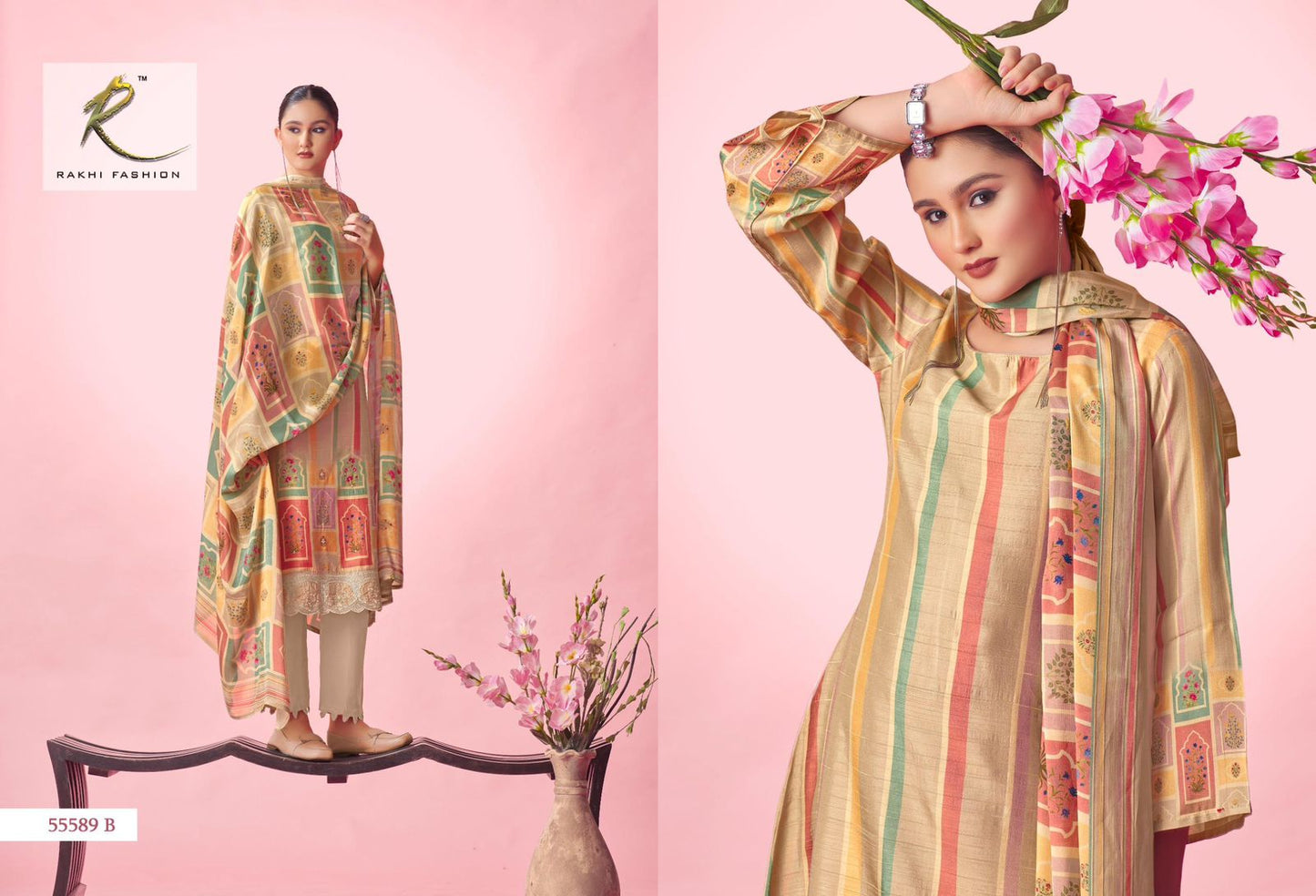 Hidden Garden Rakhi Fashion Tussar Silk Plazzo Style Suits Manufacturer Gujarat