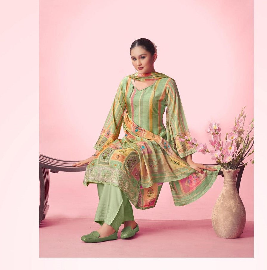 Hidden Garden Rakhi Fashion Tussar Silk Plazzo Style Suits Manufacturer Gujarat