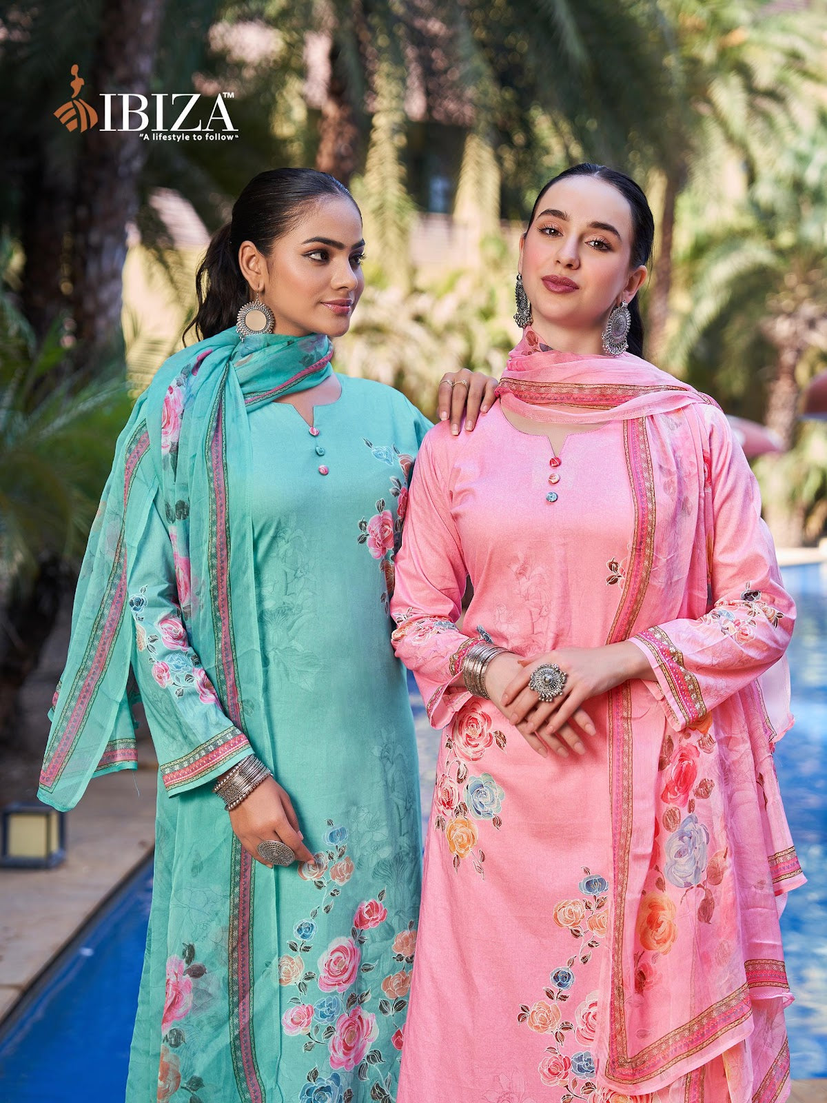 Hill Queen Ibiza Lawn Cotton Pant Style Suits Supplier India