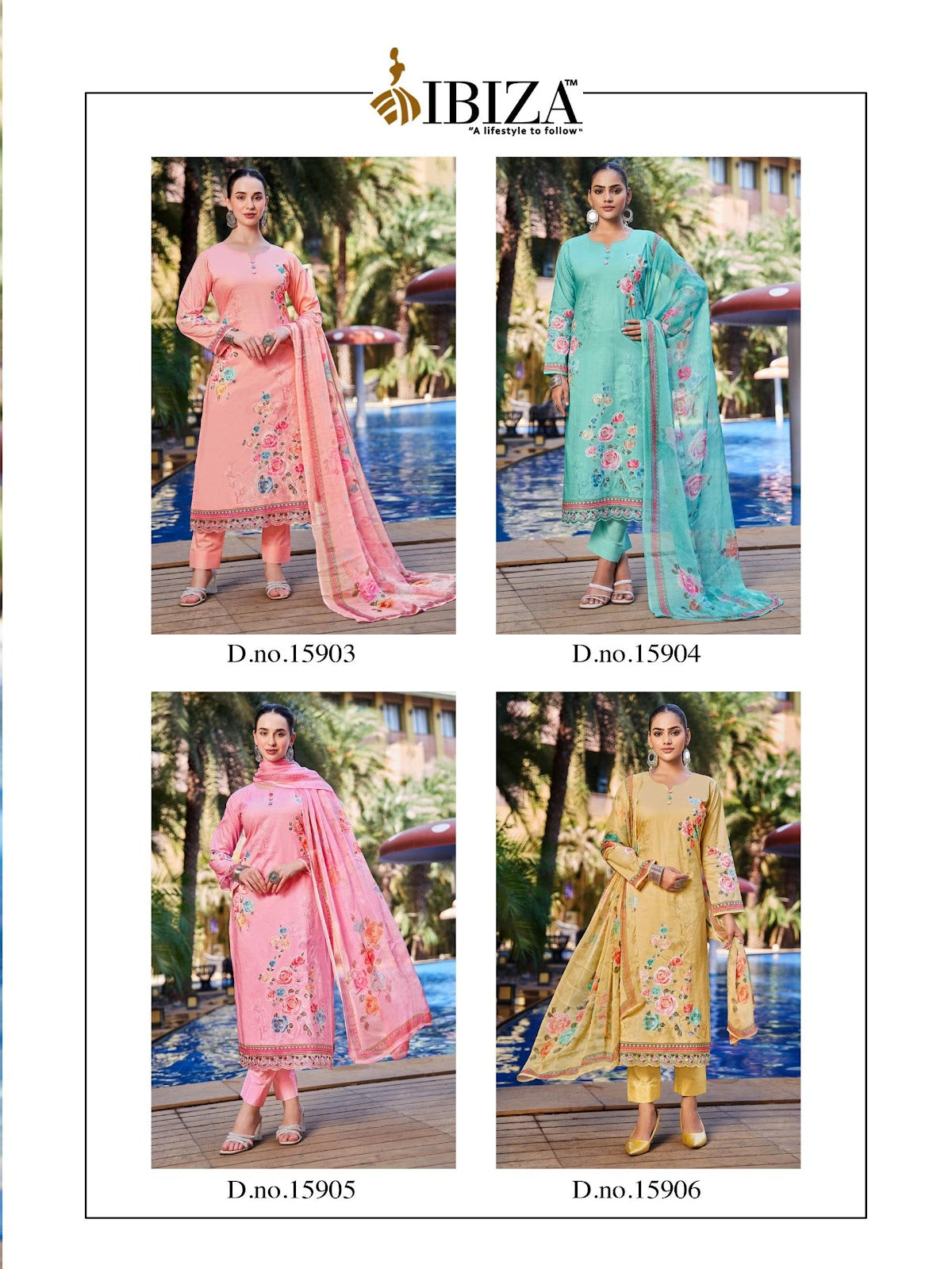 Hill Queen Ibiza Lawn Cotton Pant Style Suits Supplier India