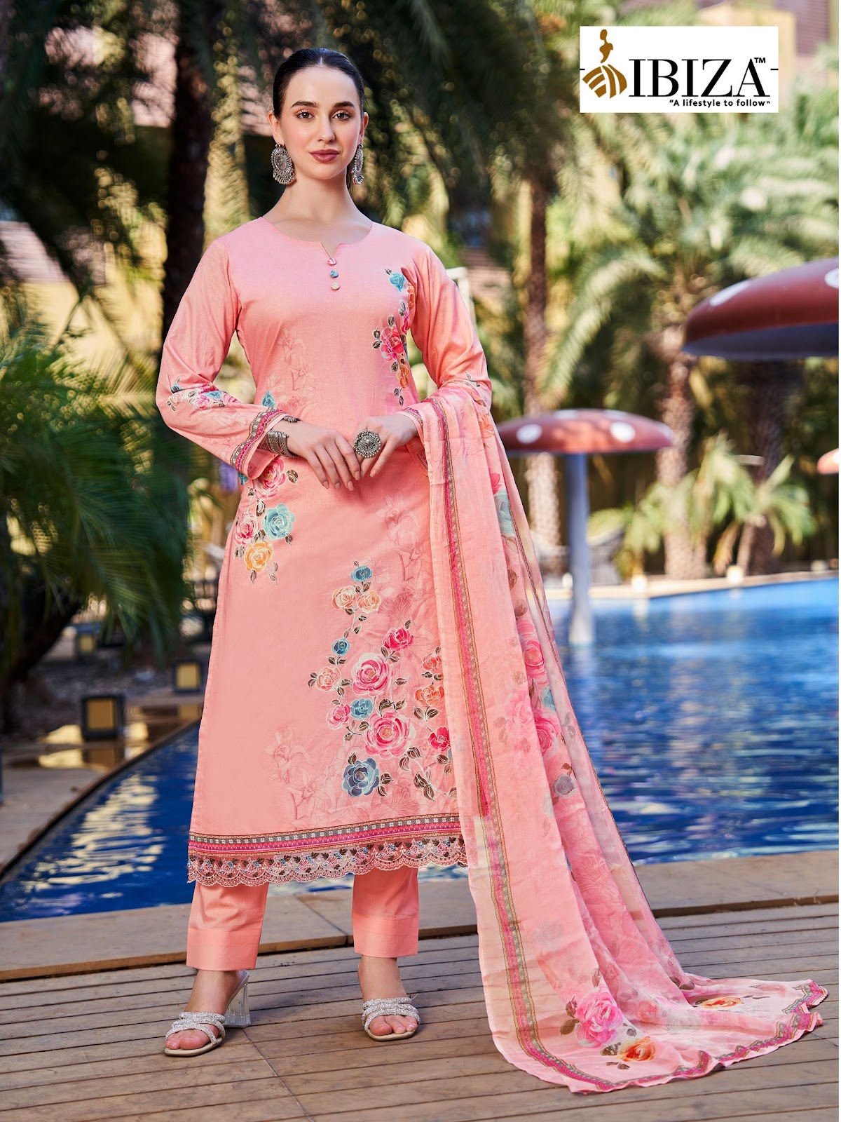 Hill Queen Ibiza Lawn Cotton Pant Style Suits Supplier India