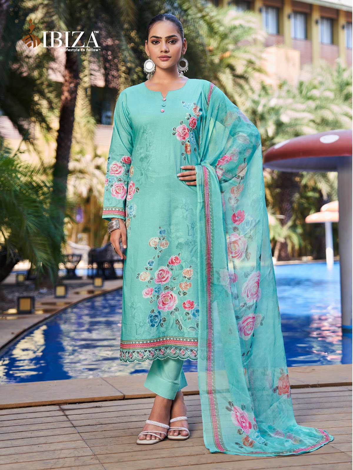 Hill Queen Ibiza Lawn Cotton Pant Style Suits Supplier India