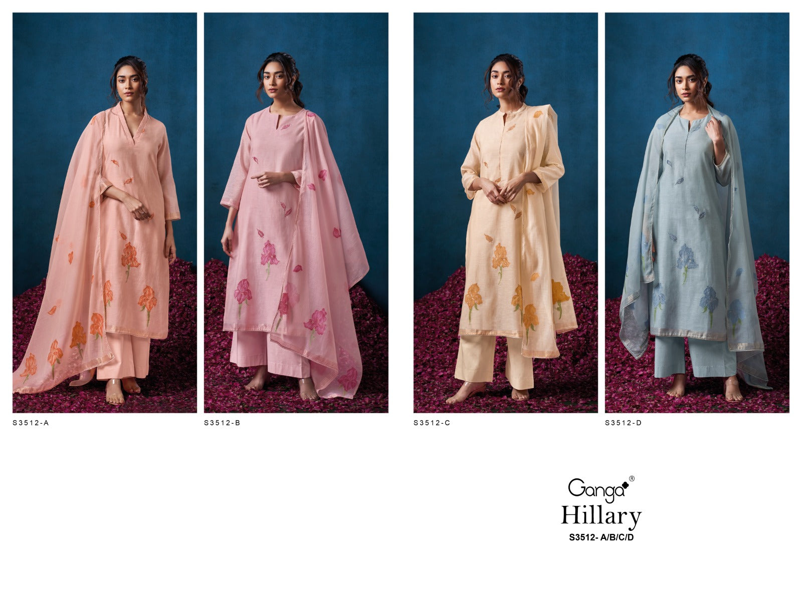 Hillary 3512 Ganga Chanderi Plazzo Style Suits Manufacturer India
