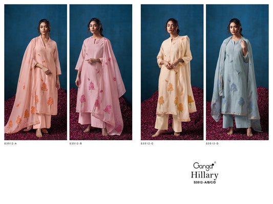 Hillary 3512 Ganga Chanderi Plazzo Style Suits Manufacturer India