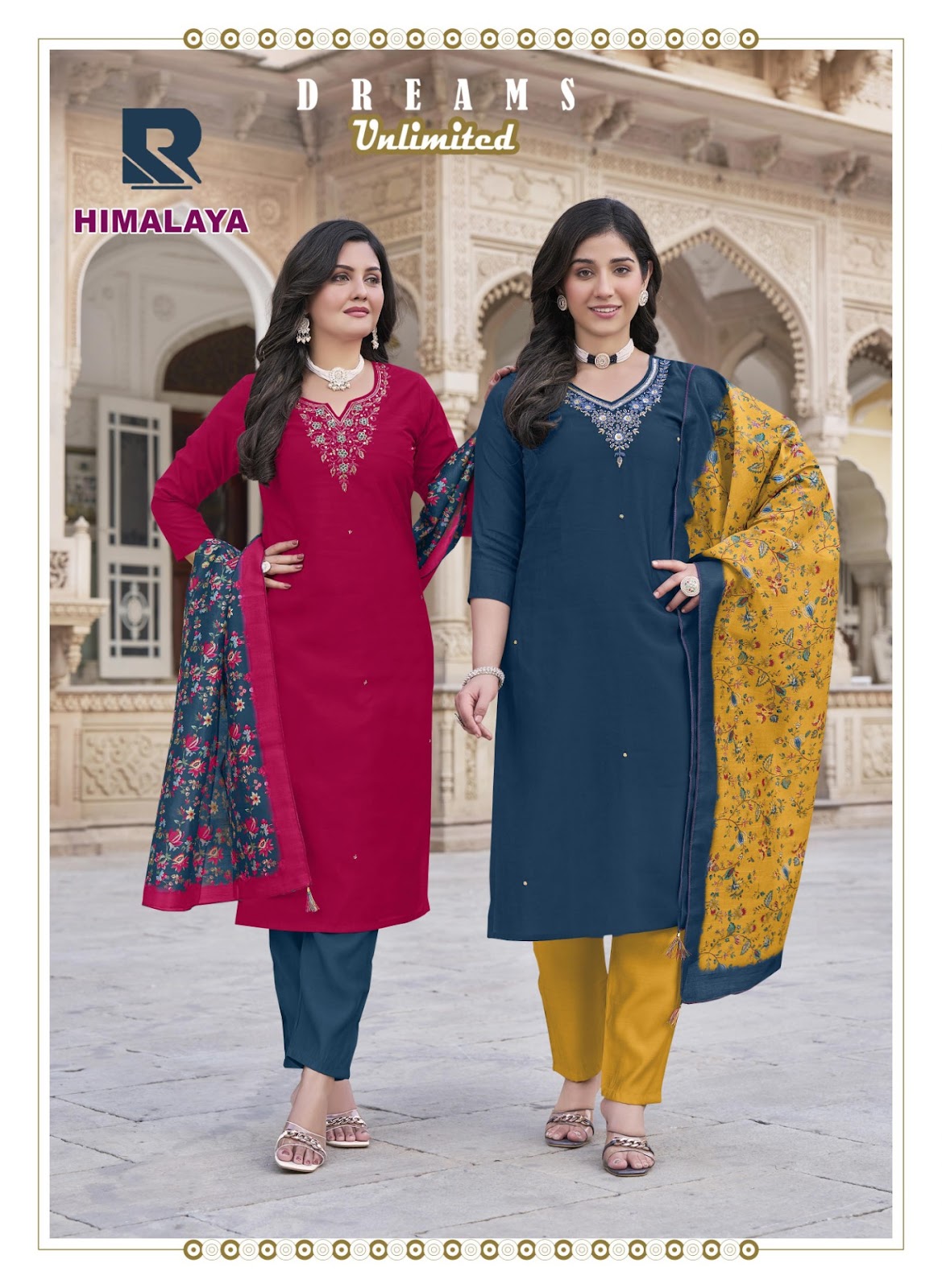 Himalaya Raashi Roman Silk Readymade Pant Style Suits Manufacturer Ahmedabad