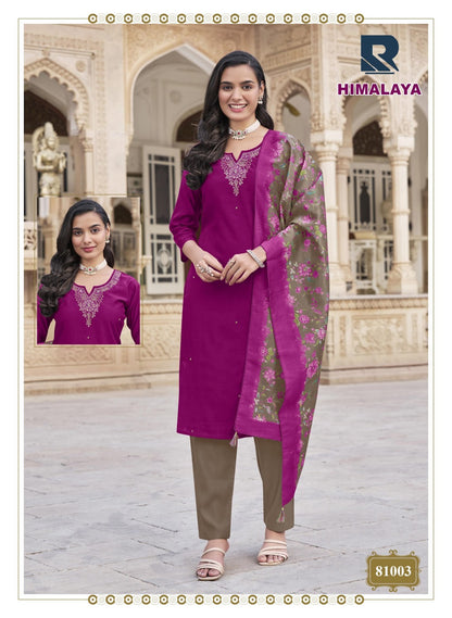 Himalaya Raashi Roman Silk Readymade Pant Style Suits Manufacturer Ahmedabad