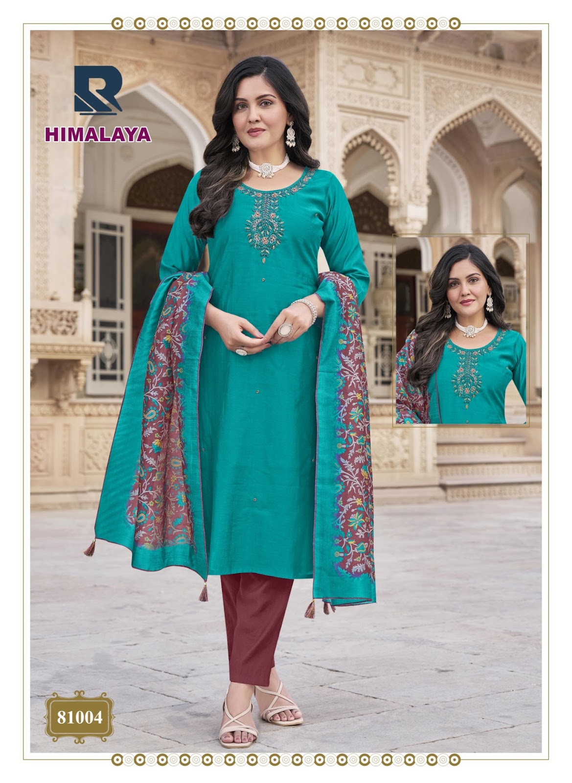 Himalaya Raashi Roman Silk Readymade Pant Style Suits Manufacturer Ahmedabad