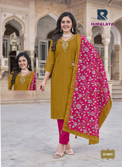 Himalaya Raashi Roman Silk Readymade Pant Style Suits Manufacturer Ahmedabad