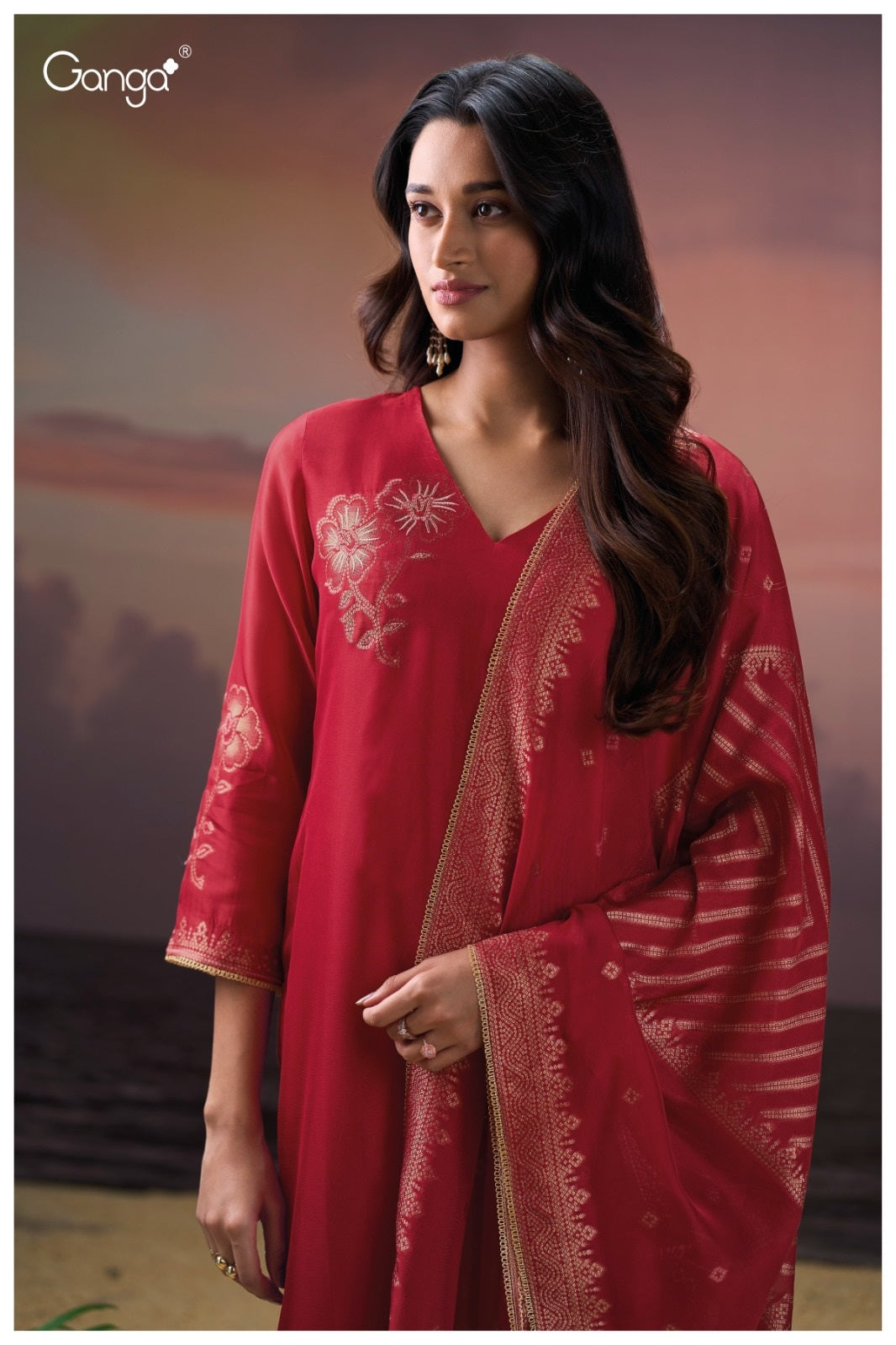 Himangi 3948 Ganga Silk Jacquard Plazzo Style Suits Exporter Ahmedabad