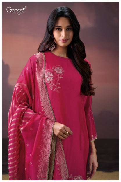 Himangi 3948 Ganga Silk Jacquard Plazzo Style Suits Exporter Ahmedabad