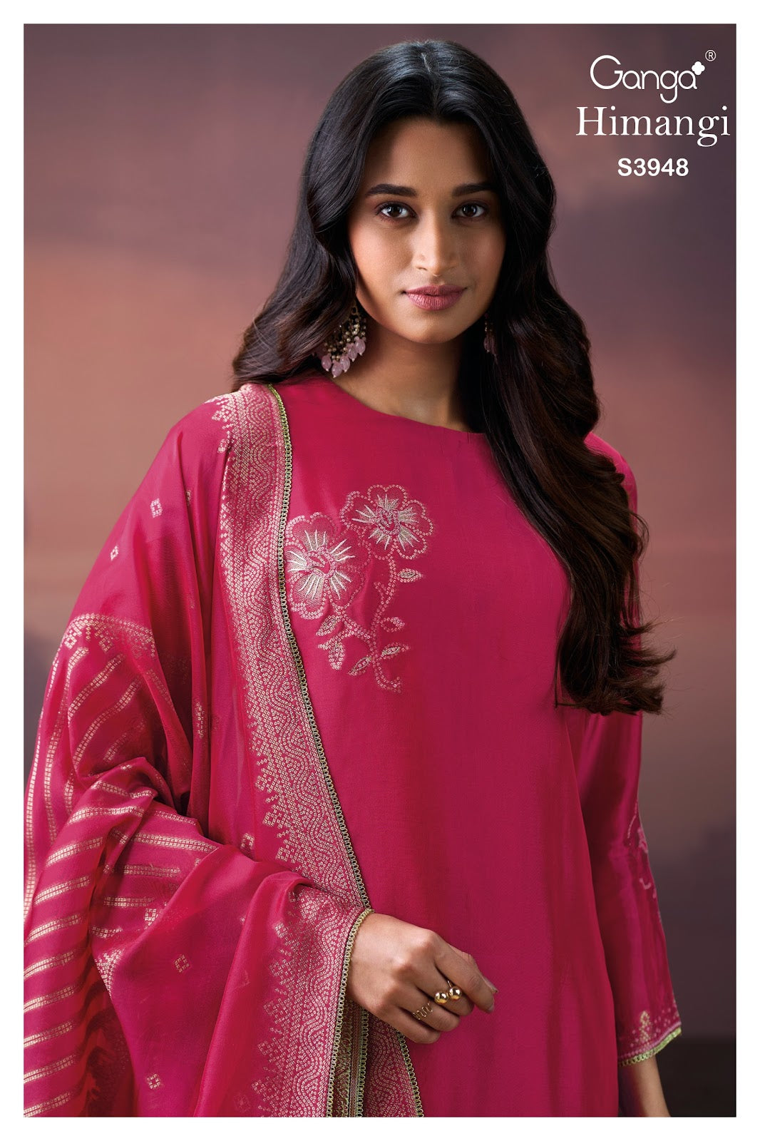 Himangi 3948 Ganga Silk Jacquard Plazzo Style Suits Exporter Ahmedabad