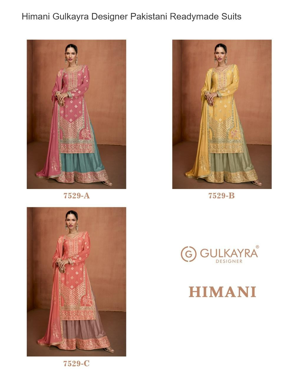 Himani Gulkayra Designer Chinon Pakistani Readymade Suits Exporter Ahmedabad
