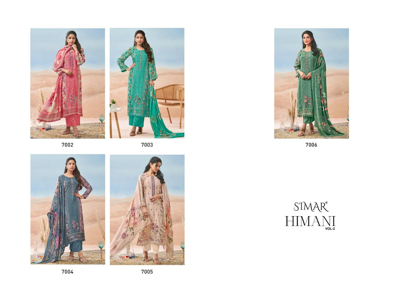 Himani Vol 2 Simar Glossy Pure Viscose Muslin Plazzo Style Suits Wholesaler