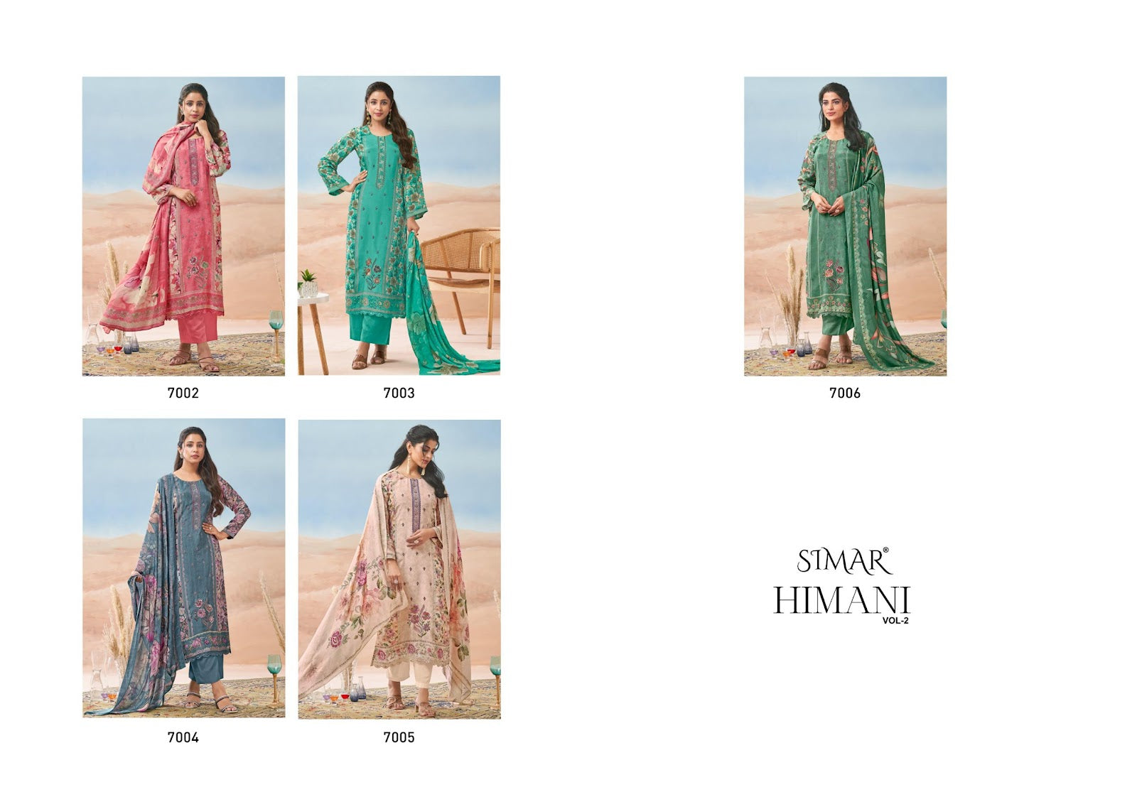 Himani Vol 2 Simar Glossy Pure Viscose Muslin Plazzo Style Suits Wholesaler