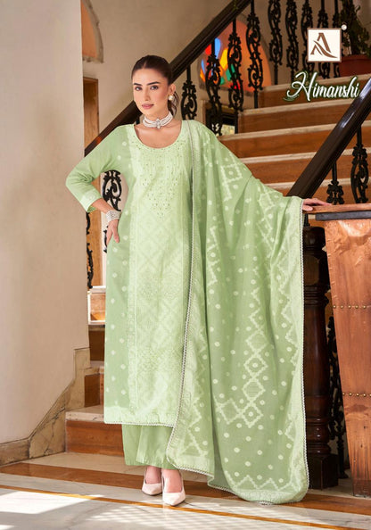 Himanshi Alok Cotton Jacquard Karachi Salwar Suits Supplier