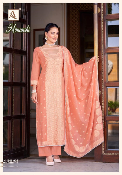Himanshi Alok Cotton Jacquard Karachi Salwar Suits Supplier