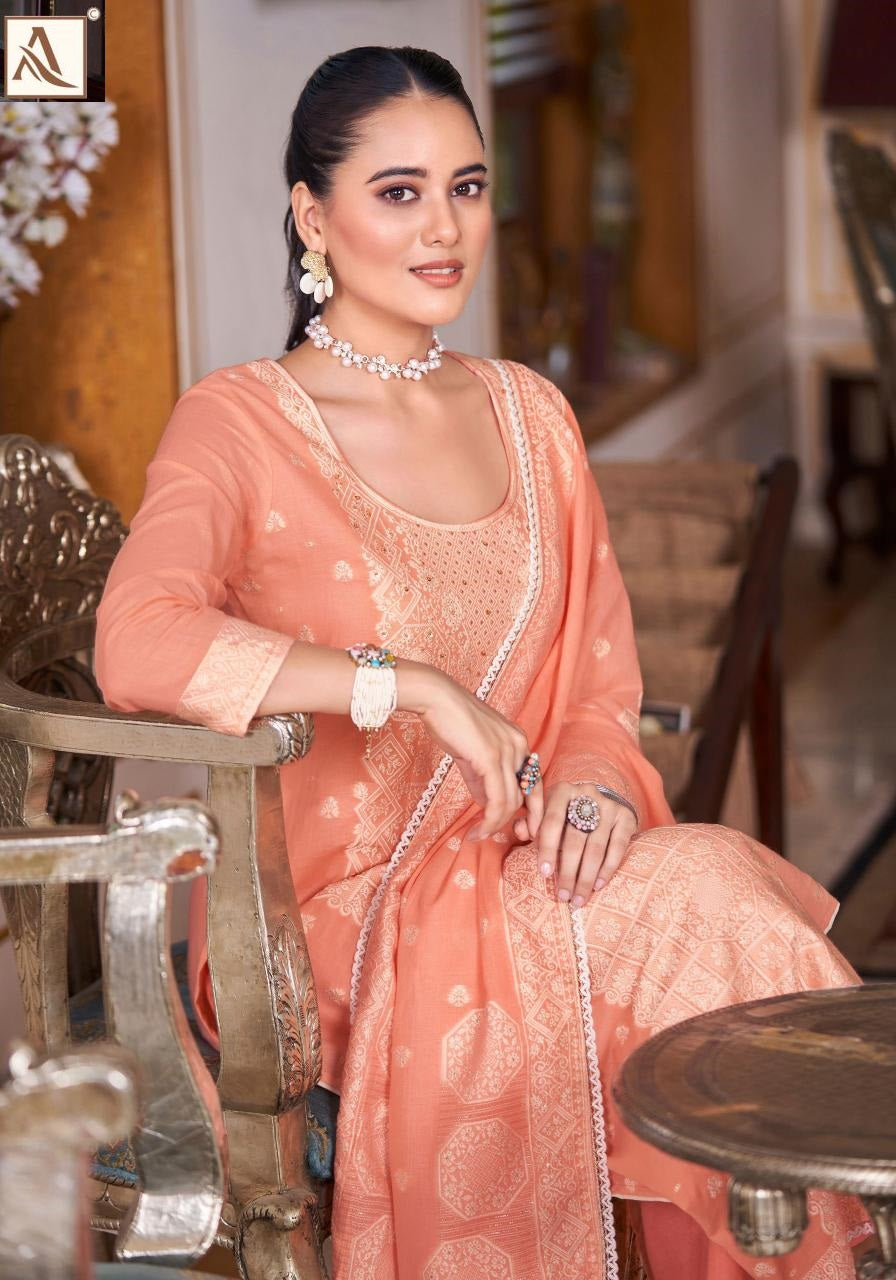 Himanshi Alok Cotton Jacquard Karachi Salwar Suits Supplier