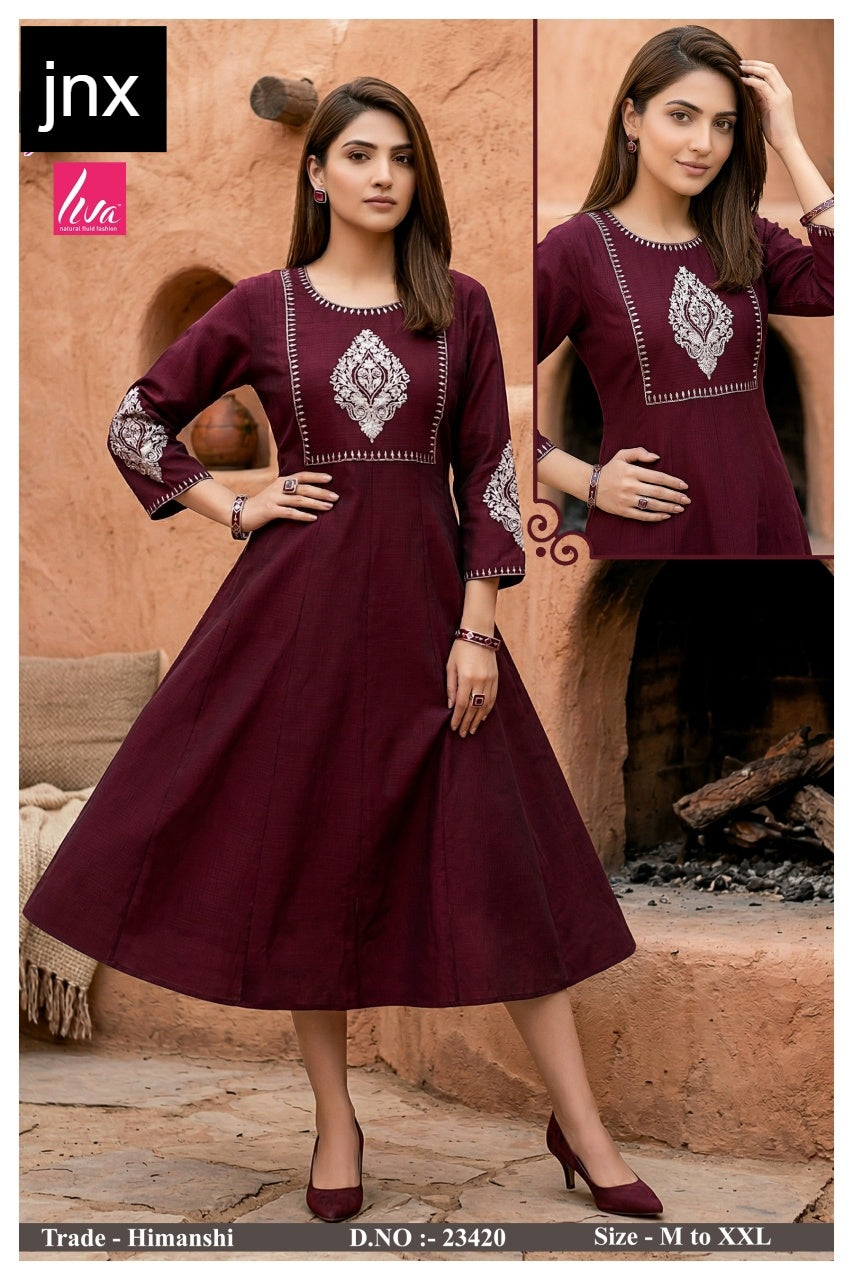 Himanshi Jnx Liva Anarkali Kurtis Manufacturer India