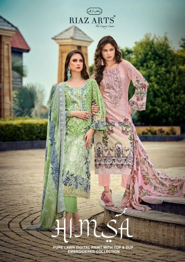 Himsa Riaz Art Cotton Cambric Karachi Salwar Suits Exporter Gujarat